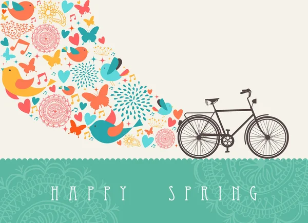 แนวคิดจักรยานฤดูใบไม้ผลิ — ภาพเวกเตอร์สต็อก