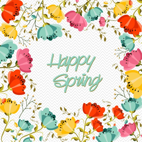 Вітальна листівка з квітами Happy Spring — стоковий вектор