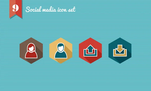 Social media flat icons set collection — Stock Vector