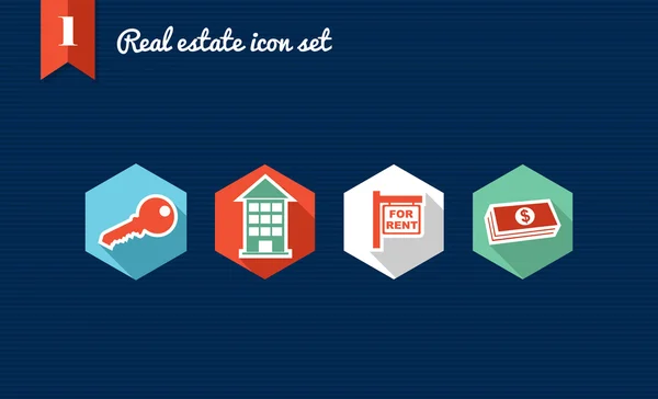 Real estate flat icons coleção conjunto — Vetor de Stock