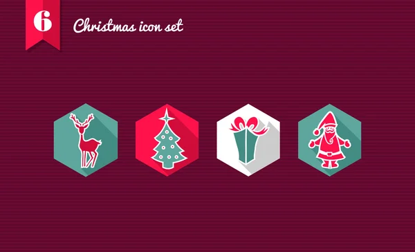 Feliz Navidad conjunto de iconos planos — Vector de stock