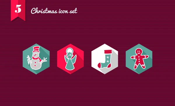 Feliz Navidad conjunto de iconos planos — Archivo Imágenes Vectoriales