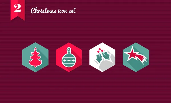 Merry Christmas płaskie ikony zestaw — Wektor stockowy