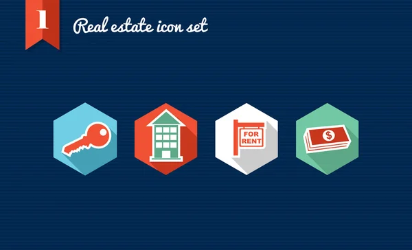Ploché ikony Real estate sada kolekce — Stockový vektor