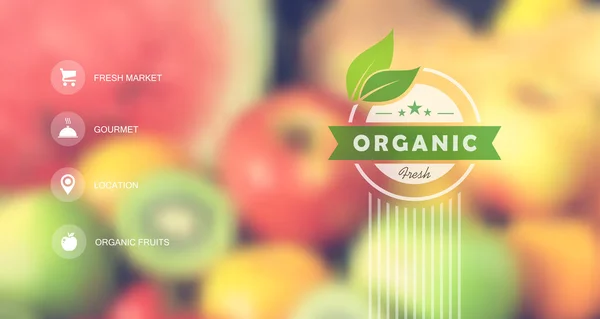 Organic food web interface blurred design — Stock Vector
