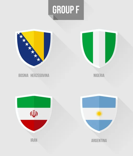 Campeonato de Fútbol de Brasil 2014 Banderas del Grupo F — Vector de stock