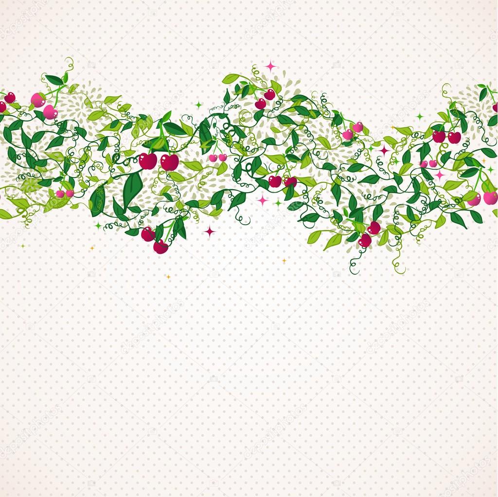 Seamless pattern garland with cherry