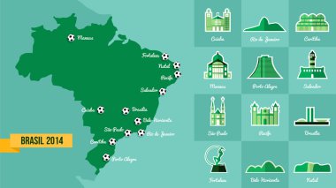 Landmark Brezilya harita siluet simge