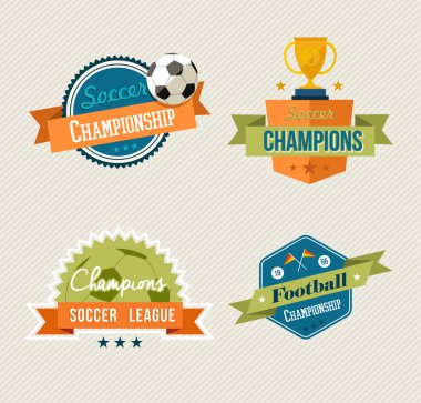 Futbol vintage etiketleri kümesi