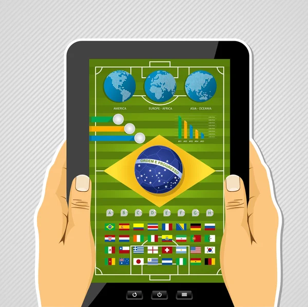 Brasil campeonato de fútbol tableta infografía — Vector de stock