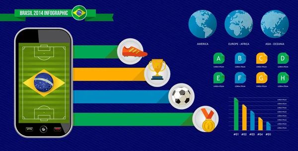 Brasilien fotboll championship telefon infographic — Stock vektor