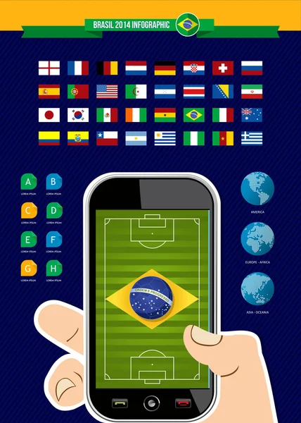 Brasil futebol campeonato telefone infográfico — Vetor de Stock