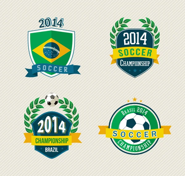 Brasile calcio vintage etichette set — Vettoriale Stock