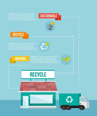 Sistem düz resimde iinfographics geri dönüşüm