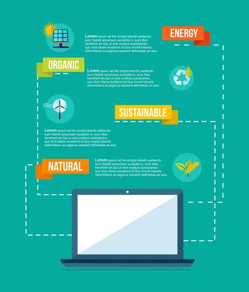 Ecología e internet diseño plano info gráficos — Vector de stock