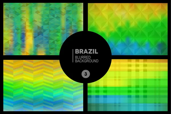 Brasilien geometriska suddiga bakgrunder set — Stock vektor