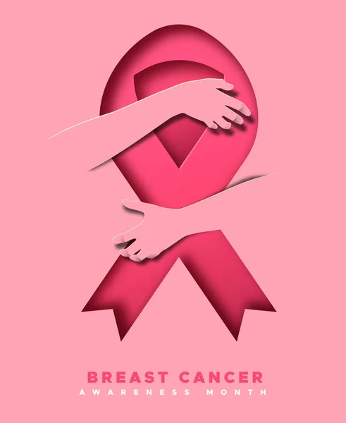 Brustkrebs Bewusstsein Monat Web Banner Illustration Von Zwei Frauen Hände — Stockvektor