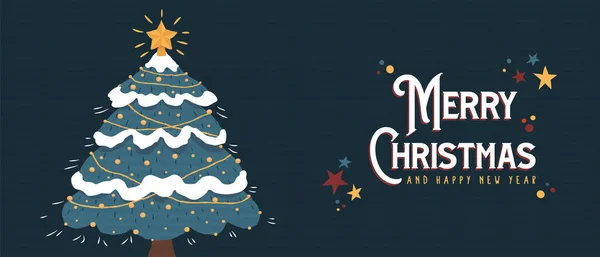 God Jul Gott Nytt Web Banner Illustration Xmas Pinjeträd Med — Stock vektor