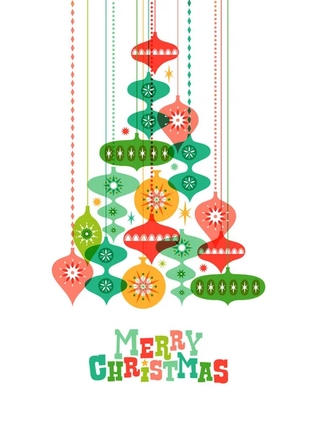 Merry Christmas Greeting Card Illustration Colorful Ornament Decoration Pine Tree — Stock Vector