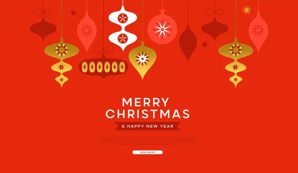 Merry Christmas Happy New Year Web Template Illustration Luxury Gold — Stock Vector