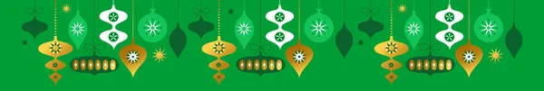 幾何学的な民俗芸術スタイルでバブル豪華な金の装飾のメリークリスマスのイラスト クリスマス休暇のお祝いのための黄金のボールの装飾の背景 — ストックベクタ