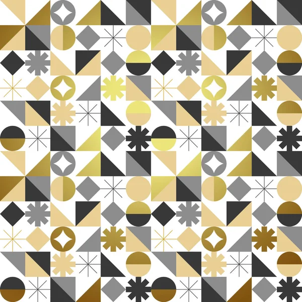 Abstract Gold Christmas Mosaic Seamless Pattern Modern Geometric Shape Decoration — Stock Vector