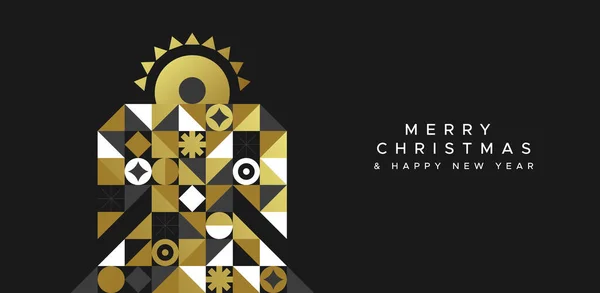 Щасливого Різдва Новим Роком Вітальна Листівка Ілюстрація Сучасної Золотого Ангела — стоковий вектор