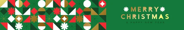 Щасливого Різдва Новим Роком Золотий Геометричний Мозаїчний Веб Прапорець Ілюстрації — стоковий вектор