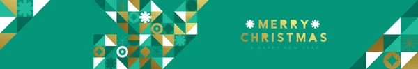 圣诞快乐新年网页横幅插图现代金鸽鸟马赛克几何形状抽象的北欧风格 圣诞节庆祝活动的绿色寒假设计 — 图库矢量图片