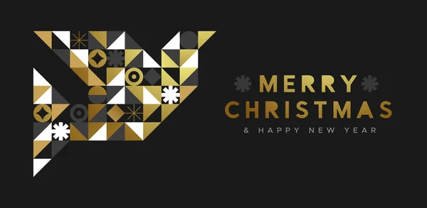 Щасливого Різдва Новим Роком Вітальна Листівка Ілюстрація Сучасної Золотого Голуба — стоковий вектор