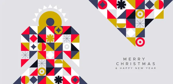 Поздравительная Открытка Рождеством Христовым Иллюстрация Современной Красочной Ангельской Орнаментальной Мозаики — стоковый вектор