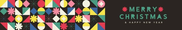 Feliz Navidad Feliz Año Nuevo Colorido Mosaico Geométrico Web Banner — Archivo Imágenes Vectoriales