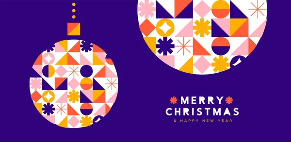 圣诞快乐新年贺卡插画 用五彩缤纷的几何图形装饰 时尚的马赛克风格 雅致的金色北欧圣诞庆典设计 — 图库矢量图片