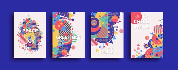 Conjunto Ilustración Tarjeta Felicitación Feliz Navidad Colección Póster Tipografía Forma — Vector de stock