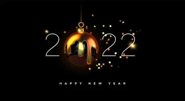 Bonne Année 2022 Carte Vœux Luxe Boule Noire Ornement Dans — Image vectorielle