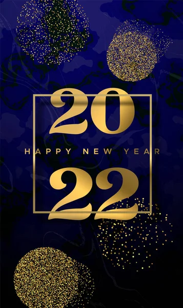 Feliz Año Nuevo 2022 Tarjeta Felicitación Ilustración Con Fecha Fiesta — Vector de stock