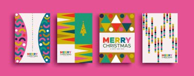 Mutlu Noeller halk sanatı şablonu seti. Klasik İskandinav tarzı geometrik şekiller. Retro Nordic kutlama daveti koleksiyonu.