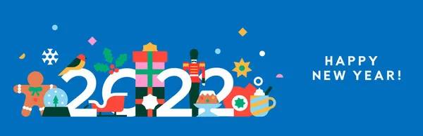 Feliz Año Nuevo 2022 Ilustración Banner Web Decoración Abstracta Vacaciones — Vector de stock