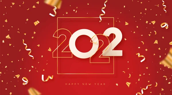 Feliz Año Nuevo 2022 Ilustración Tarjeta Felicitación Señal Realista Fecha — Vector de stock