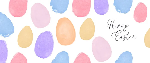 Happy Easter Wenskaart Illustratie Van Kleurrijke Hand Getrokken Aquarel Decoratie — Stockvector