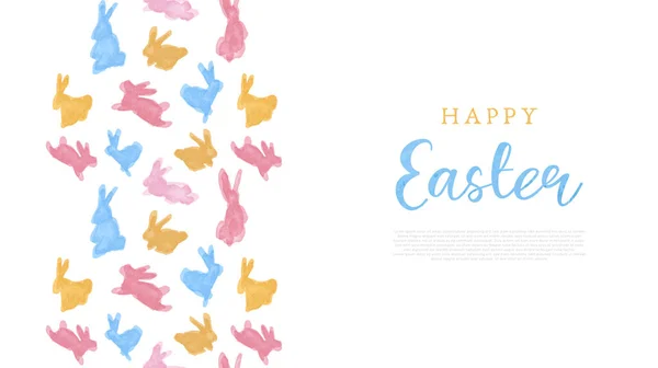 Happy Easter Web Template Van Kleurrijke Aquarel Konijn Dieren Met — Stockvector