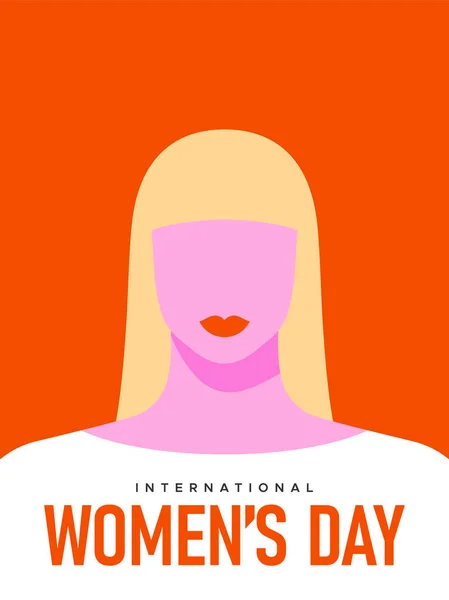 International Women Day Greeting Card Illustration Beautiful Woman Minimalist Flat — Stock Vector