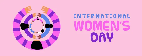 Tarjeta Felicitación Del Día Internacional Mujer Ilustración Diversos Grupos Mujeres — Vector de stock