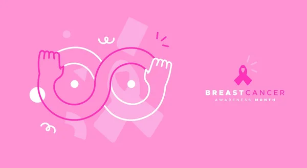 Breast Cancer Awareness Month Web Template Illustration Infinity Breasts Sign — Stockvector