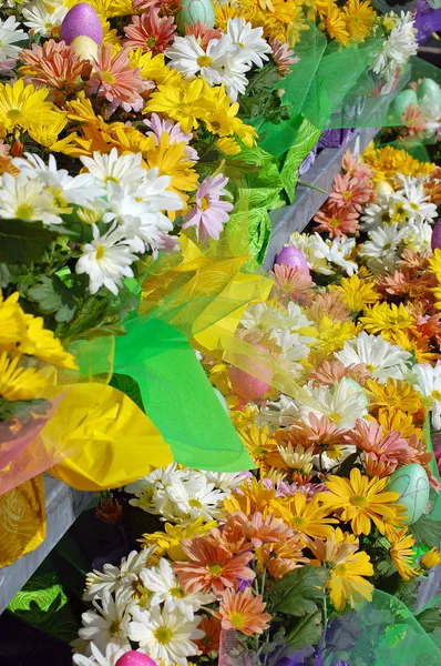 Töpfe mit bunten Blumen — Stockfoto