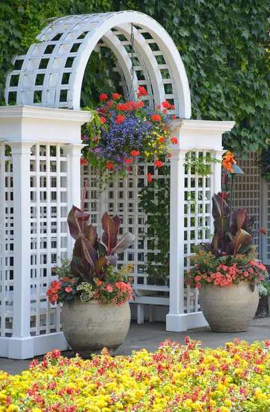 Weißer Gartenbogen — Stockfoto