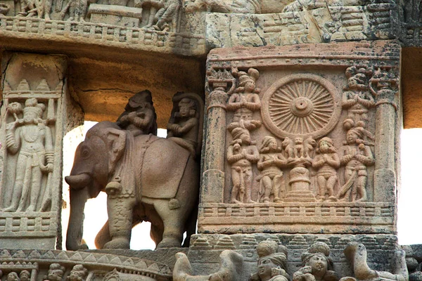 Exquise Stenen Sculptuur Bij Stupa Sanchi Nabij Bhopal Madhya Pradesh — Stockfoto