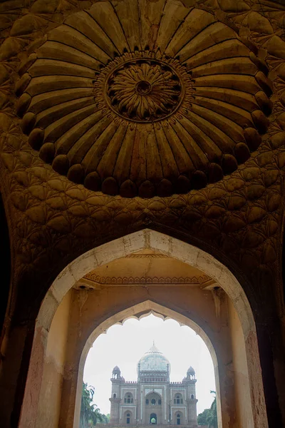 View Safdarjung Tomb Entrance Gate Foreground Delh — Stock Photo, Image