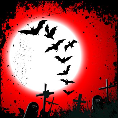 Cadılar Bayramı arka plan - dolunay yok edilen mezarlığı