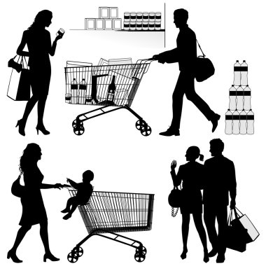 birkaç, alışveriş - vector silhouettes